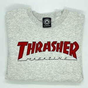 Classic Grey/Red Thrasher Crew Neck Sweater in Men's Small - Gently Loved